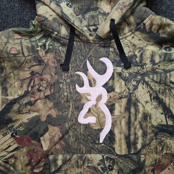 Browning Tops - Browning For Her Camo Hoodie‎ Pink Buckmark Logo Women's Medium Hunting